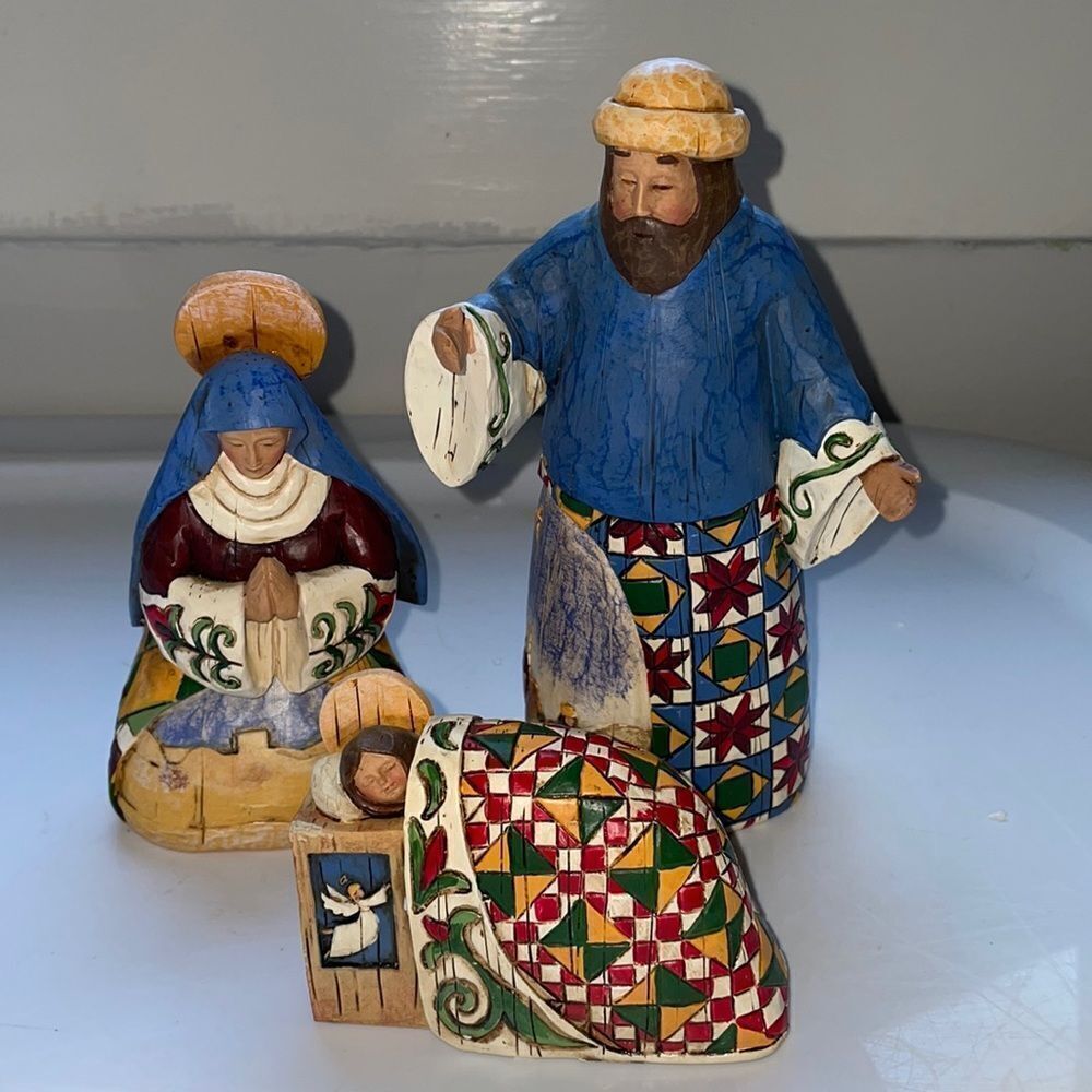 Vtg 2003 Jim Shore Joy To The World The Lord Is Come Holy Family Figurines